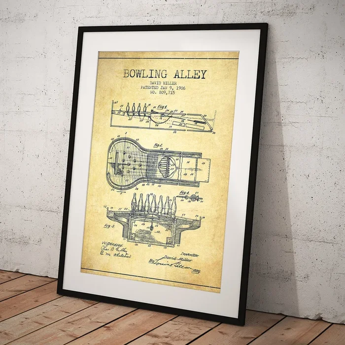 1906 Bowling Alley Patent – Vintage Art Print