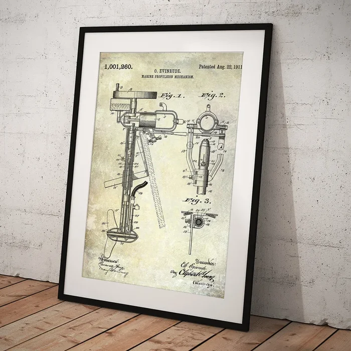 1911 Outboard Boat Motor Patent Art Print