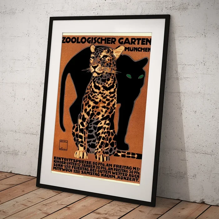 1912 Ludwig Hohlwein Leopard Munich Zoo Poster Art Print