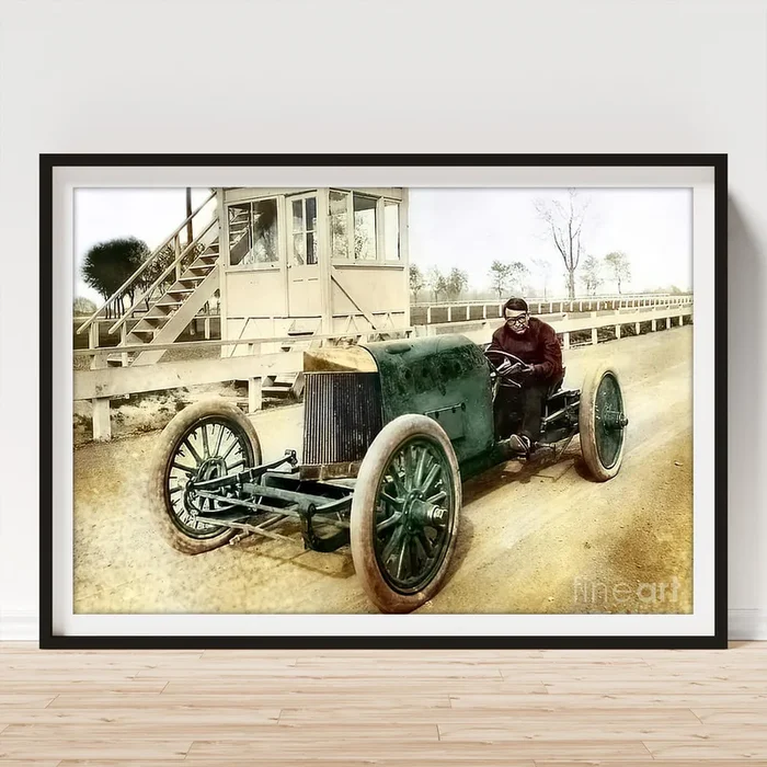 1915 Colorized Image Of Racer Barney Oldfield At Race Track Art Print