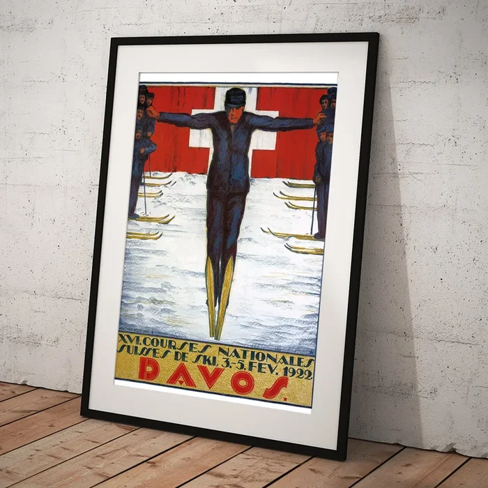 1922 SWITZERLAND Davos National Ski Races Poster Art Print