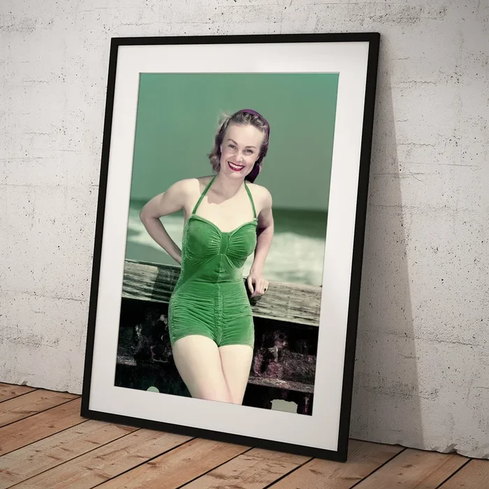 1940s Portrait Smiling Woman Wearing Art Print