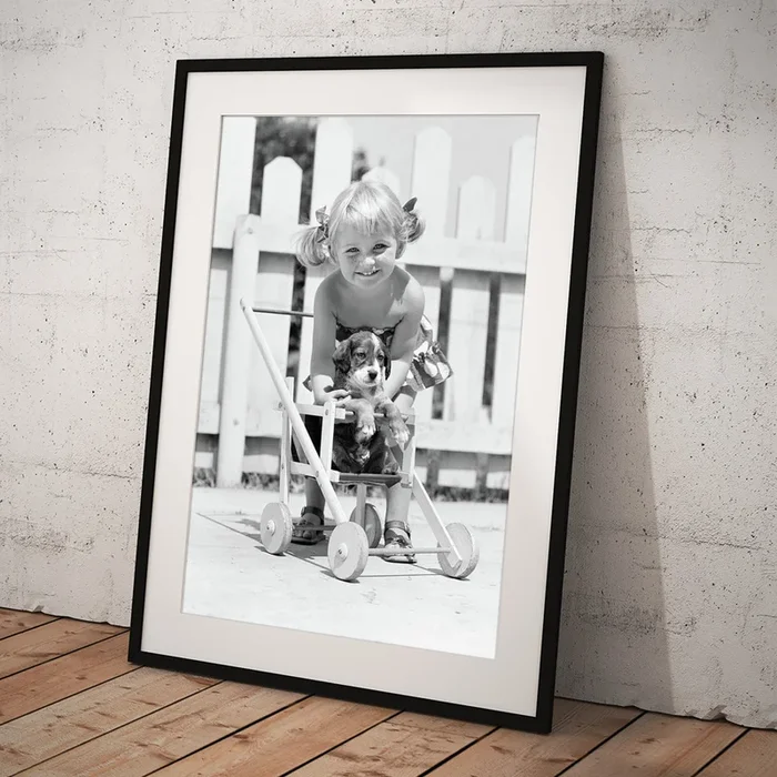 1950s Smiling Girl With Blonde Pigtails Art Print