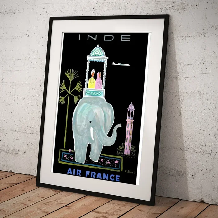 1956 Air France India Travel Poster Art Print