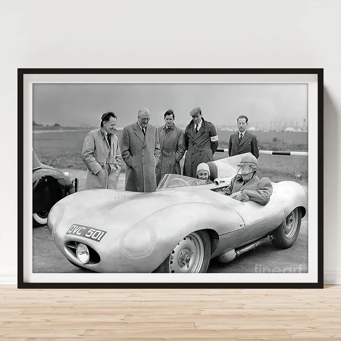 1957 Jaguar D Type Testing With William Lyons And Team Art Print