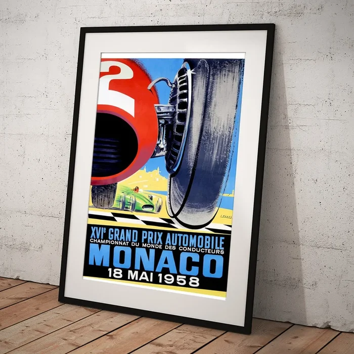 1958 Monaco Grand Prix Automobile Race Poster Art Print