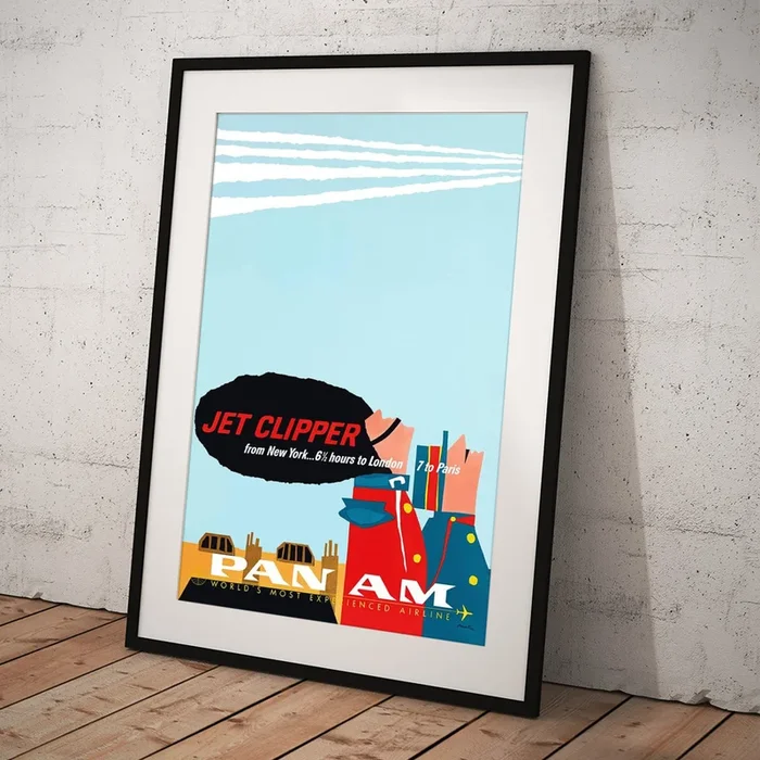 1958 PAN AM Jet Clipper From New York Airline Poster Art Print