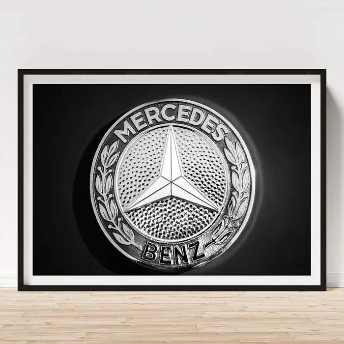 1962 Mercedes-Benz 300SL Roadster Emblem -0382bw Art Print