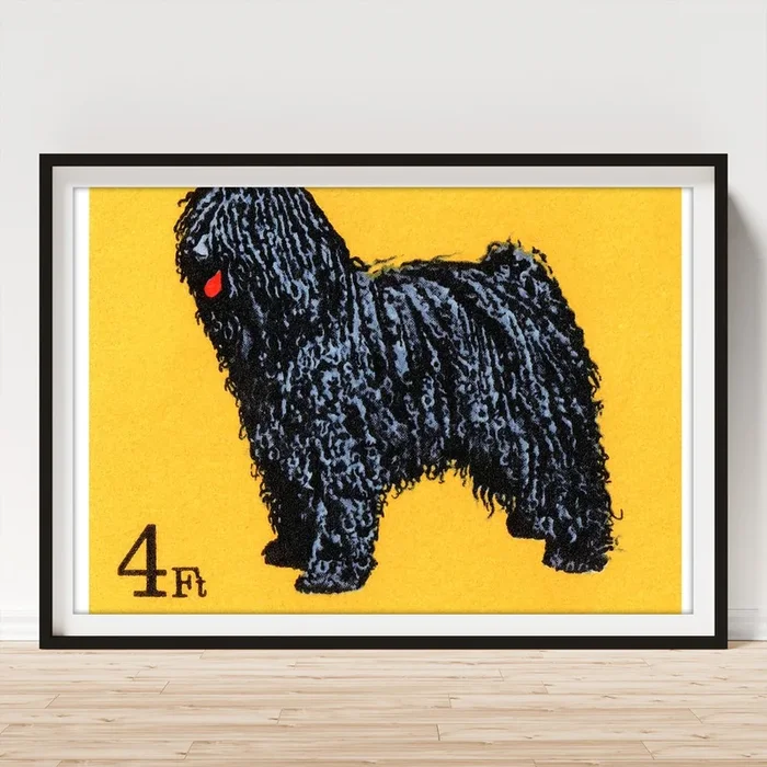 1967 HUNGARY Puli Dog Postage Stamp Art Print