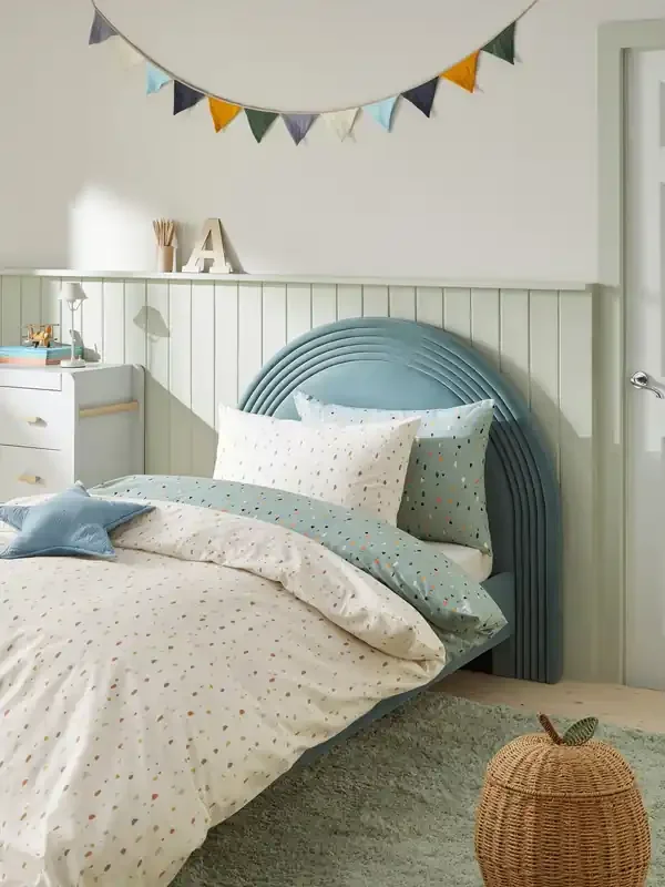 2 Pack Teal Blue Terrazzo Duvet Cover and Pillowcases Set