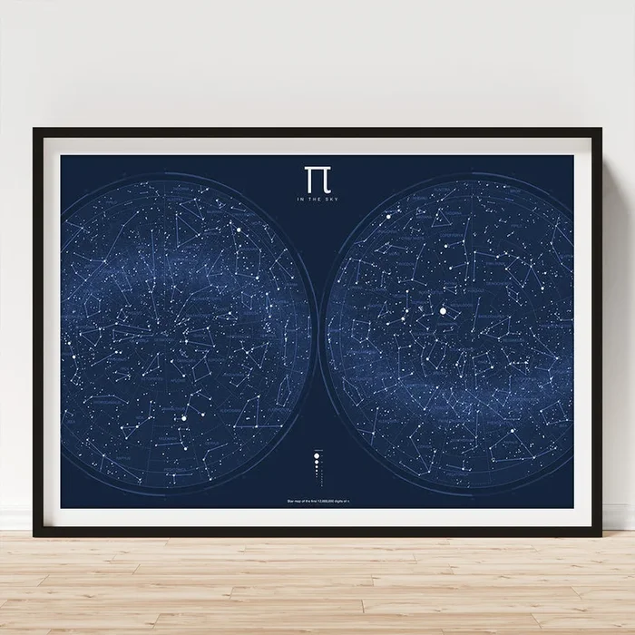 2017 Pi Day Star Chart Azimuthal Projection Art Print