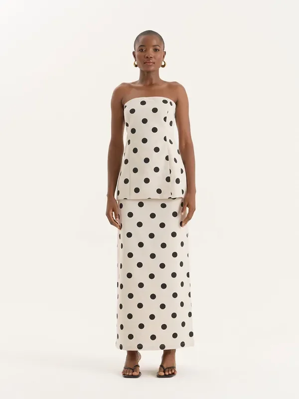 4th & Reckless Cream Polka Dot Printed Linen Blend Corset