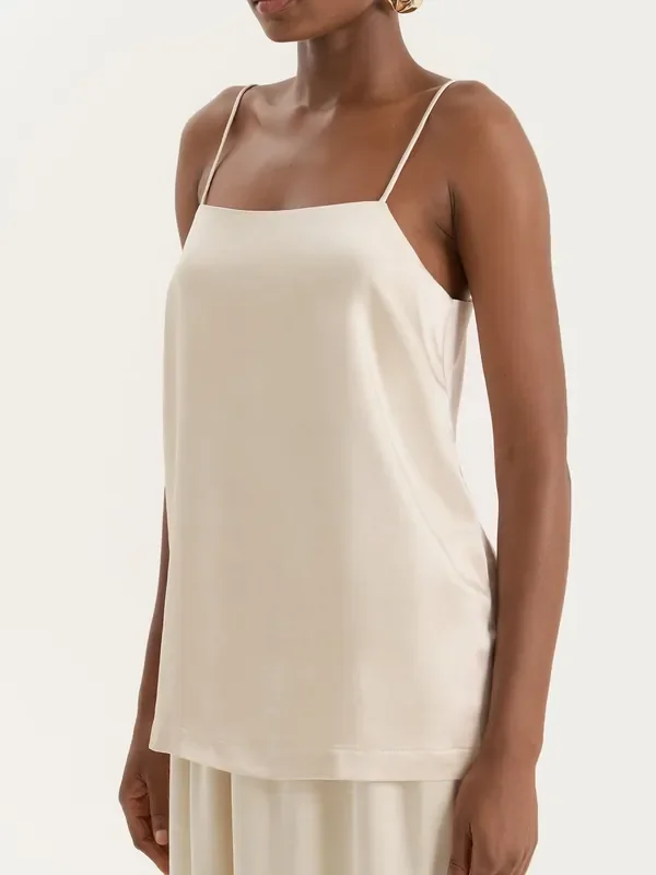 4th & Reckless Cream Satin Square Neck Cami Top