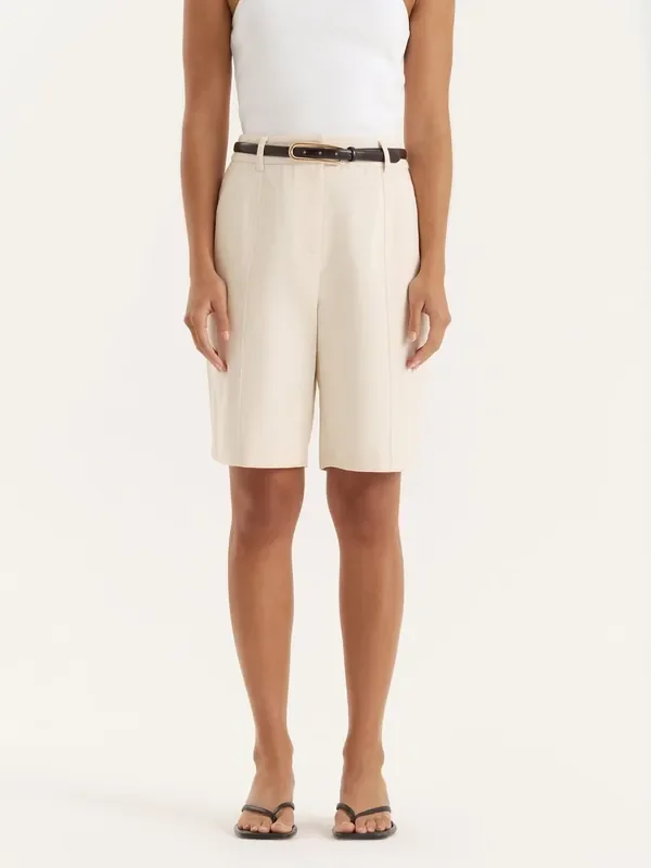 4th & Reckless Cream Tailored Longline Cargo Shorts