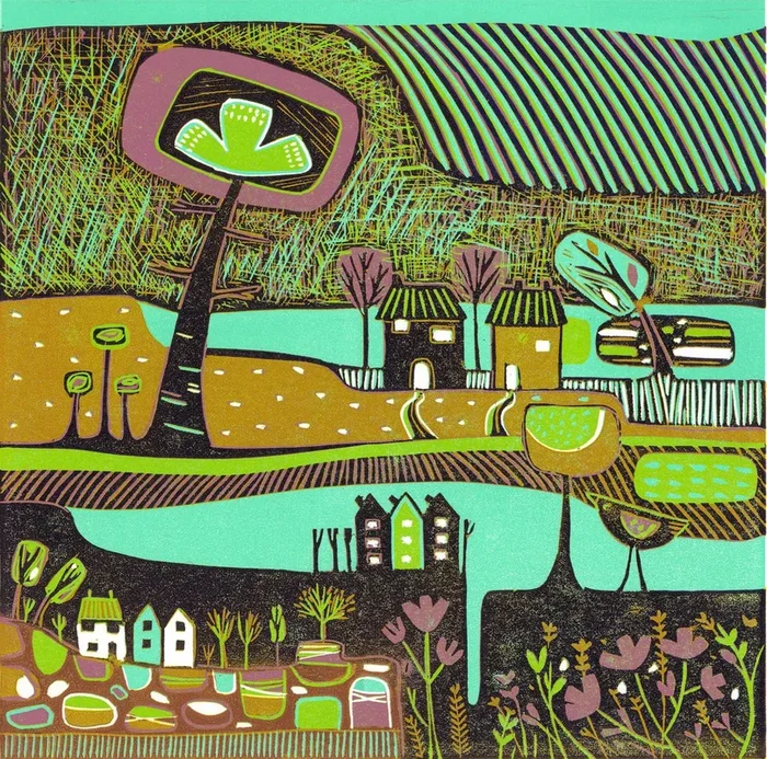 ‘A Summer Day’ Linocut by Layla Khani (aka Laylart)