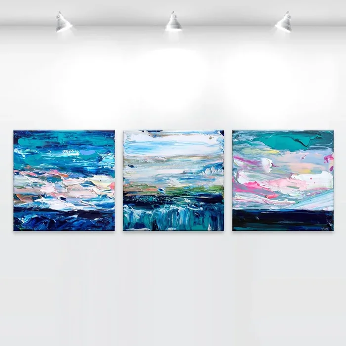 ‘Coastal no.41’ – 12×36″ (2018) Acrylic painting by Tatiana Georgieva