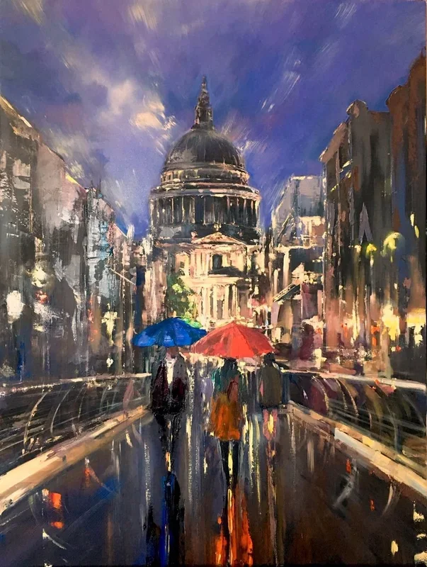 ‘EVENING STROLL AT ST PAUL’S CATHEDRAL’ (2019) Oil painting by Ewa Czarniecka