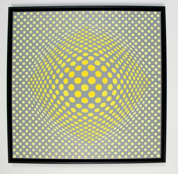 ‘exactly 529 dots with yellow’ (2018) Acrylic painting by Lena László