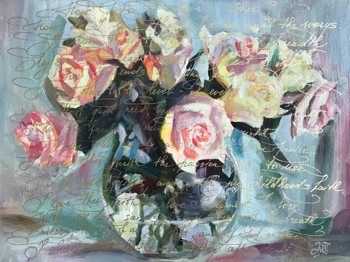 ‘How Do I Love Thee?’ (2022) Mixed-media painting by Anastasia Terskih
