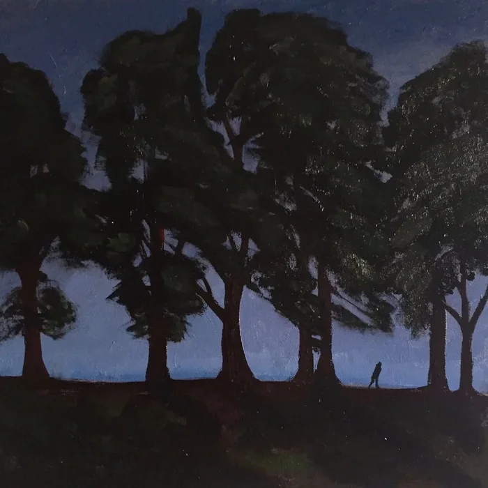 ‘I would walk under trees, Edinburgh’ (2022) Oil painting by Stephen Howard Harrison
