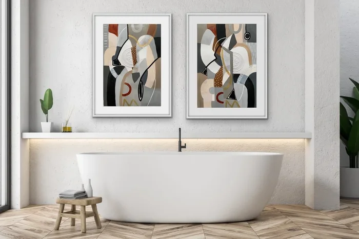 A Quiet Moment (Diptych) (2024) Acrylic painting by Rashna Hackett