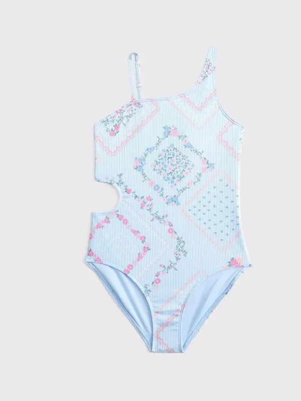 Abercrombie & Fitch Blue Asymmetric Cut Out Swimsuit
