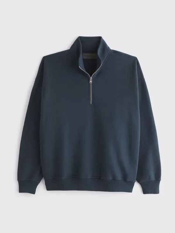 Abercrombie & Fitch Blue Half Zip Stripe Jumper