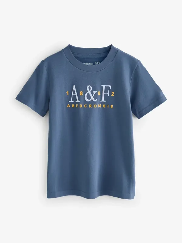 Abercrombie & Fitch Blue Signature Logo Short Sleeve T-Shirt