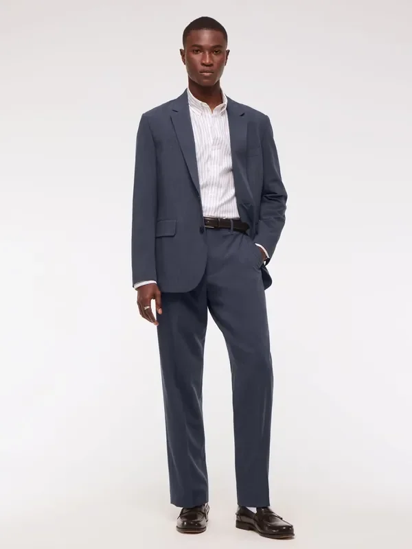 Abercrombie & Fitch Blue Single Breasted Linen Blazer