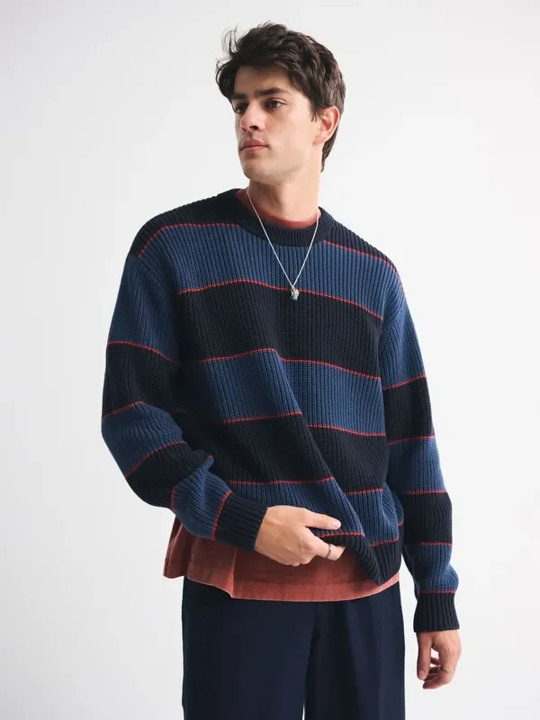 Abercrombie & Fitch Blue Striped Crew Neck Jumper