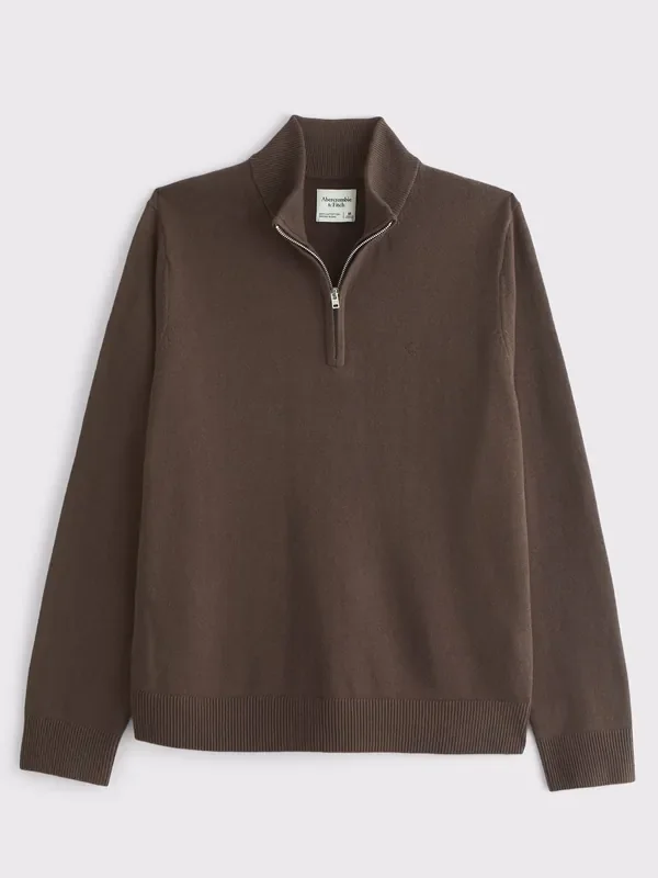 Abercrombie & Fitch Brown Logo Quarter Zip Jumper