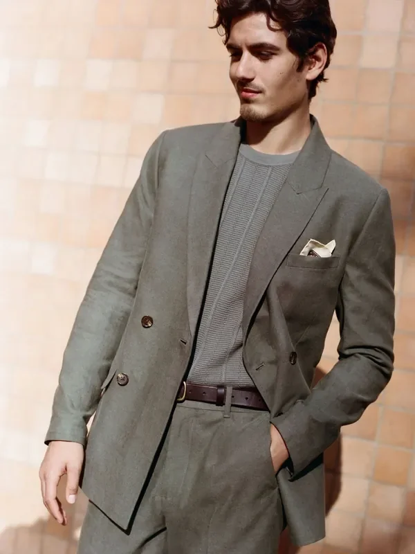 Abercrombie & Fitch Green Double Breasted Blazer