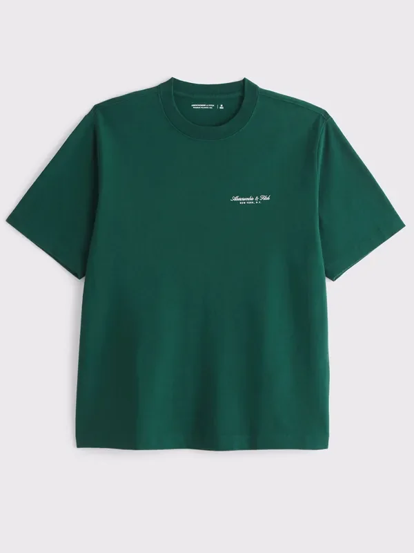 Abercrombie & Fitch Green Logo Crew Neck T-Shirt