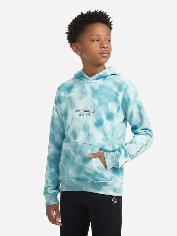 Abercrombie & Fitch Grey Tie Dye Print Logo Hoodie