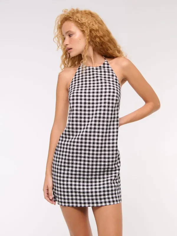 Abercrombie & Fitch High Neck Linen Mini Dress