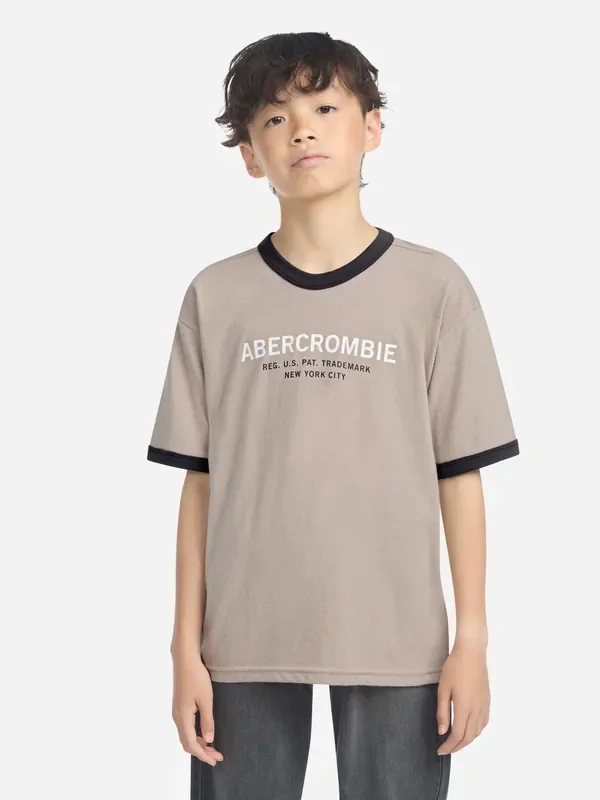 Abercrombie & Fitch Natural Logo Ringer T-Shirt