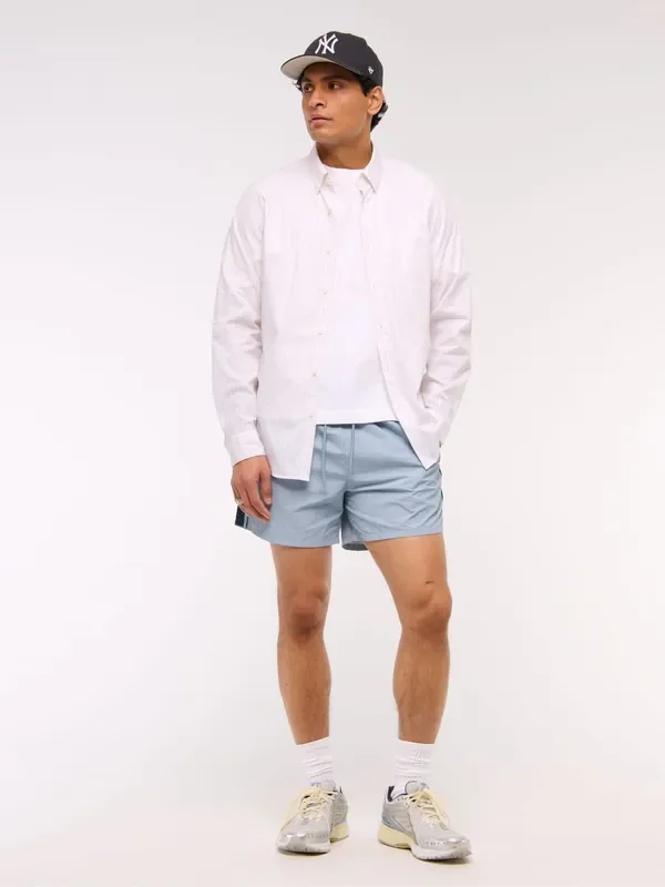 Abercrombie & Fitch Relaxed Nylon Stripe Shorts