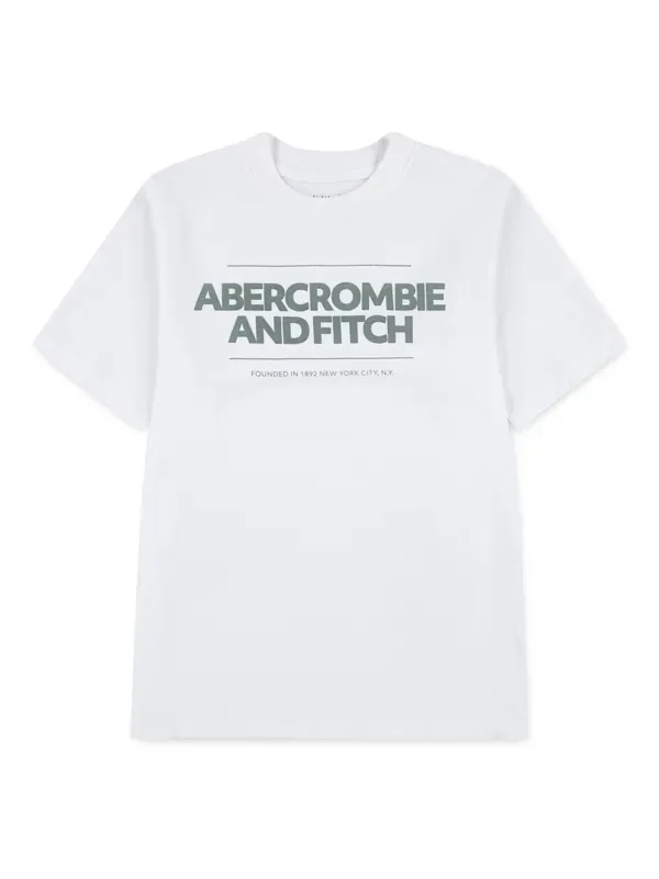 Abercrombie & Fitch White Cinder Block Logo Short Sleeve T-Shirt