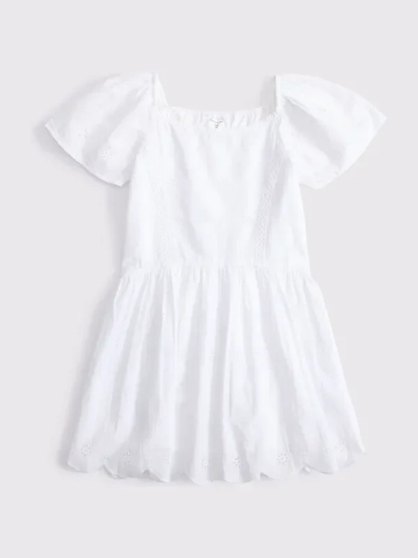 Abercrombie & Fitch White Flutter Sleeve Mini Dress