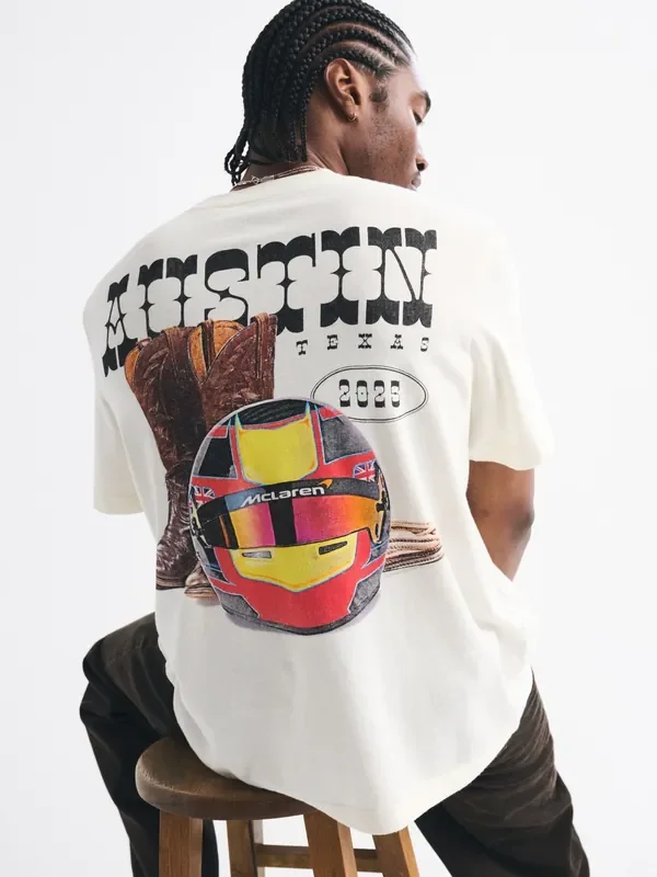 Abercrombie & Fitch White McLaren Graphic Crew Neck T-Shirt