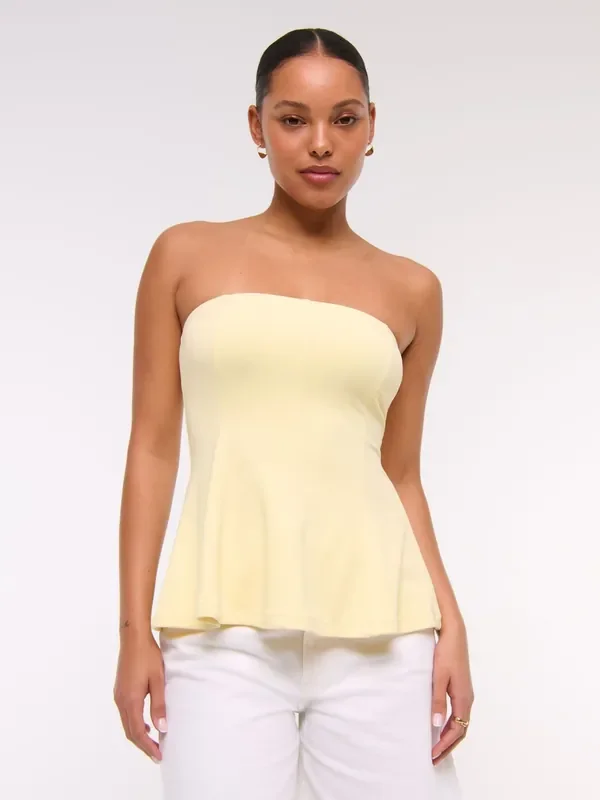 Abercrombie & Fitch Yellow Longline Peplum Tube Top