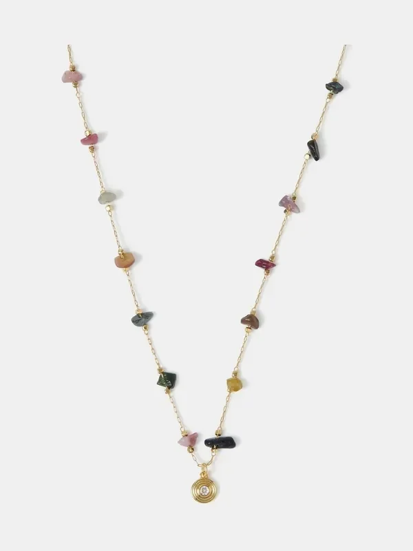 Accessorize 14ct Gold Semi-Precious Nugget Station Necklace