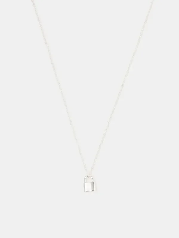 Accessorize 925 Sterling Silver Lock Pendant Necklace