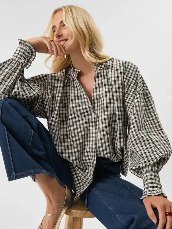 Accessorize Black Check Print Blouse