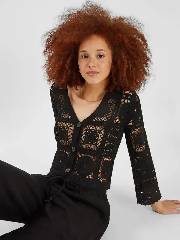 Accessorize Black Crochet Cardigan