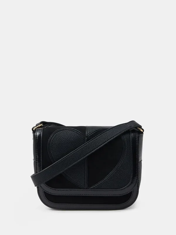 Accessorize Black Heart Patch Cross-Body Bag