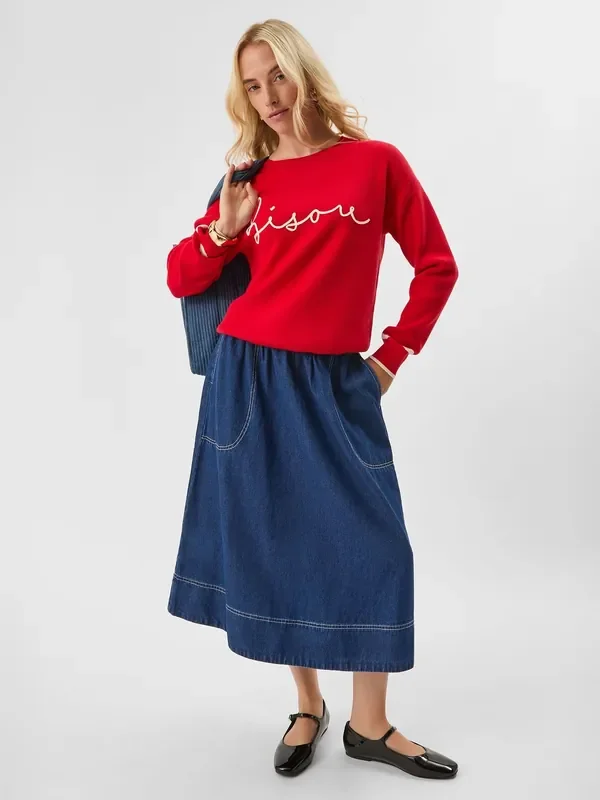 Accessorize Blue A-Line Denim Maxi Skirt