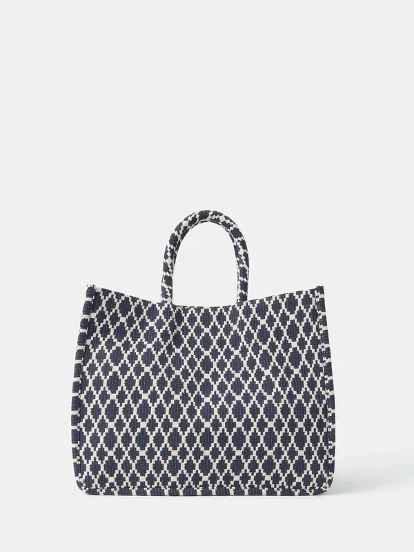 Accessorize Blue Geometric Print Textile Handbag