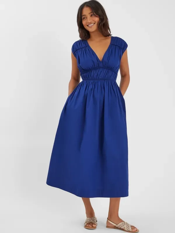 Accessorize Blue Sleeveless Ruched Midi Dress