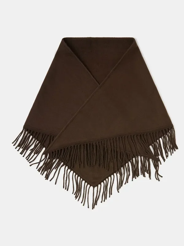 Accessorize Brown Large Tassel Knit Triangle Scarf
